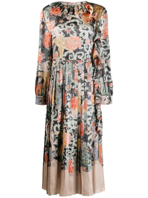 Valentino oriental print satin dress