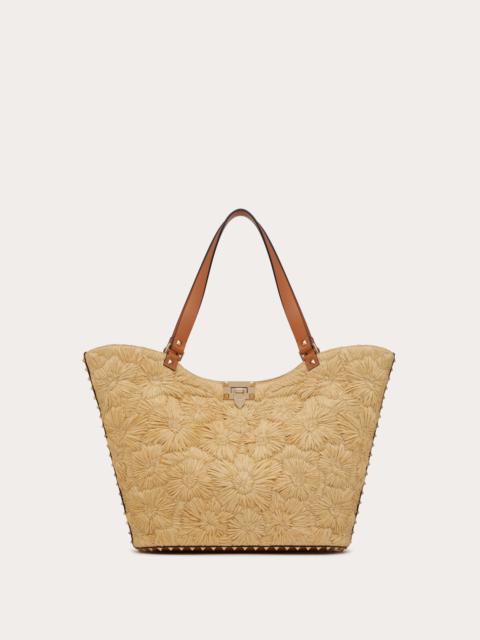 Valentino ROCKSTUD WOVEN RAFFIA SHOPPING BAG
