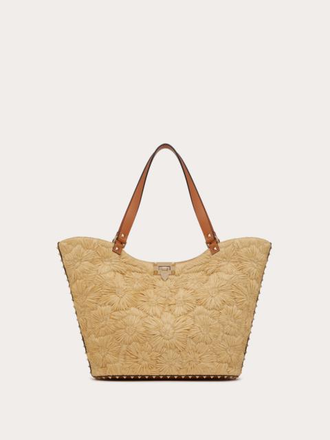 ROCKSTUD WOVEN RAFFIA SHOPPING BAG