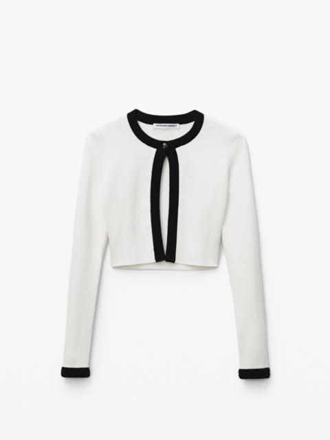 Alexander Wang LOGO TRIM CARDIGAN IN CHENILLE VISCOSE