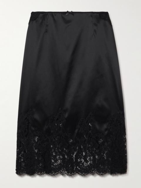Dolce & Gabbana Lace-trimmed Satin Skirt