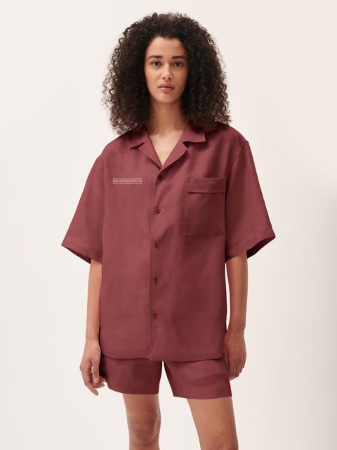 PANGAIA Womens DNA Linen Camp Collar Shirt - Garnet Red