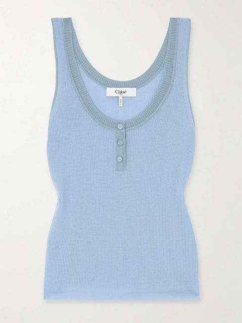 Chloé Ribbed wool tank Light blue