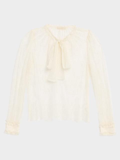 Iliana Lace Neck-Tie Blouse