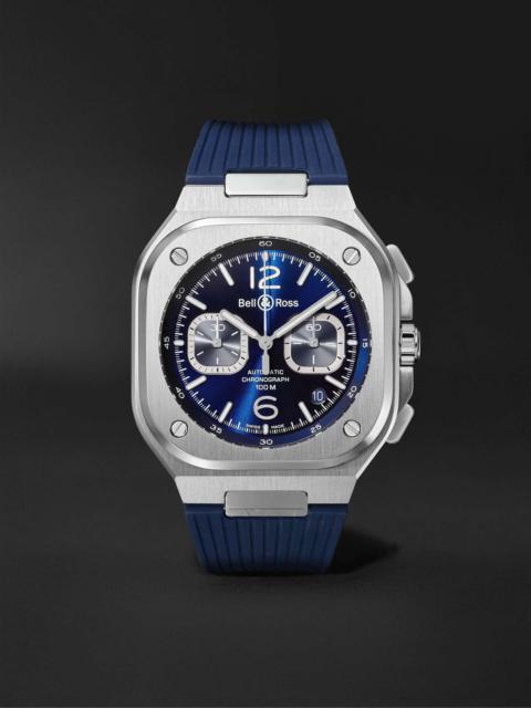 BR 05 Automatic Chronograph 40mm Stainless Steel and Rubber Watch, Ref.No. BR05C-BUBU-ST/SRB