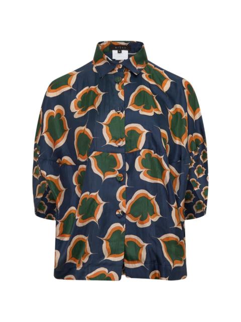 BIYAN leaf-print silk shirt