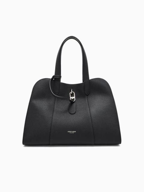 GIORGIO ARMANI LARGE PEBBLED LEATHER TOTE BAG