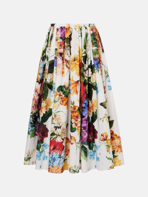 Dolce & Gabbana Floral gathered cotton midi skirt