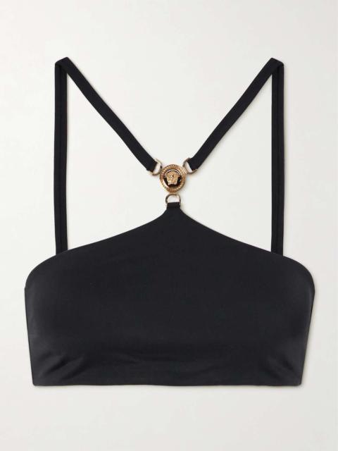 VERSACE Embellished halterneck bikini top