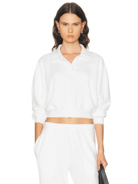 ÉTERNE Cropped French Terry Polo Sweatshirt