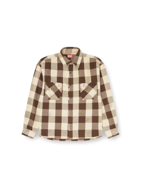 Diesel CHECK FLANNEL SHIRT WITH DISTRESSED EFFECT