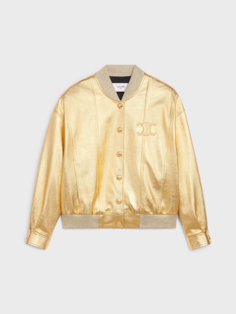 CELINE METALLIC LAMBSKIN JACKET WITH TRIOMPHE BALL