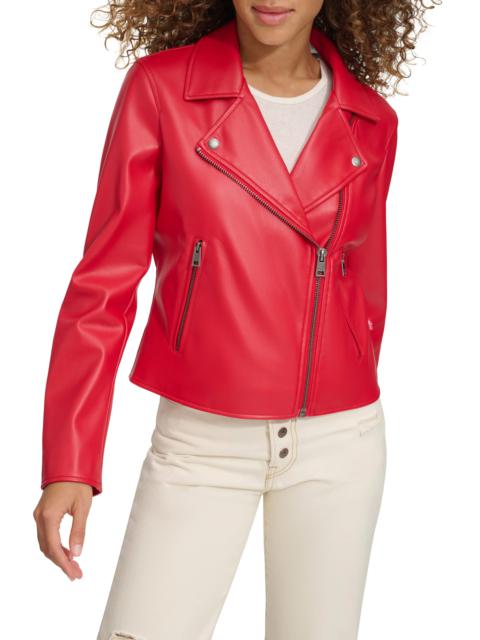 Shrunken Faux Leather Moto Jacket