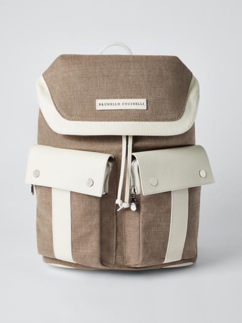 Brunello Cucinelli Canvas and grained calfskin leisure backpack