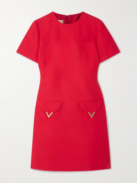 Valentino Embellished Wool And Silk-blend Dupioni Mini Dress