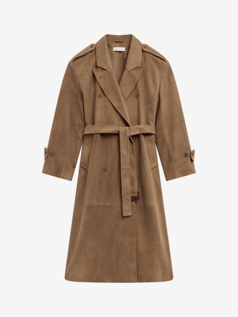 The Frankie Shop Pembroke Faux Suede Trench - Camel