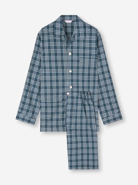 Derek Rose Barker Cotton Pajamas French Blue & White Check