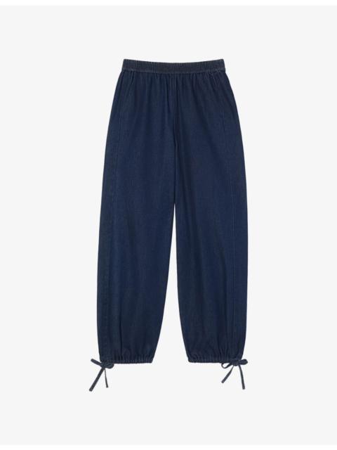 WHISTLES Tie-Hem Balloon-Leg Cotton-Blend Trousers