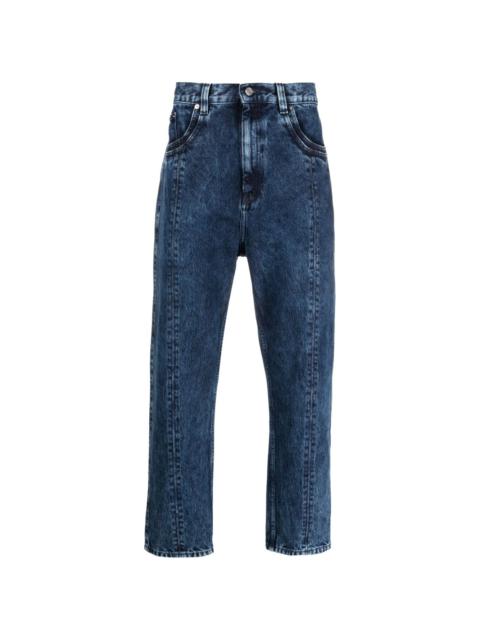 mid-rise straight-leg jeans