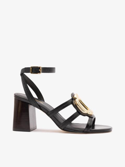 Larroudé Margherita Block Sandal Black Leather