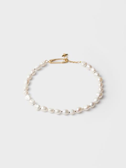 Prada Metal and pearl necklace