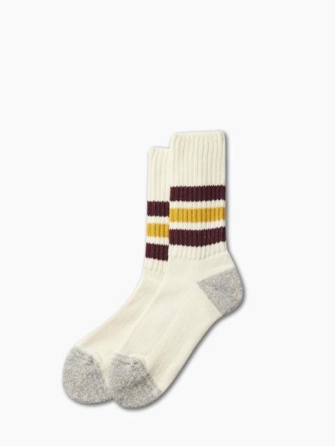 ROTOTO® ROTOTO R1255 COARSE RIBBED OLDSCHOOL CREW SOCKS BORDEAUX/YELLOW