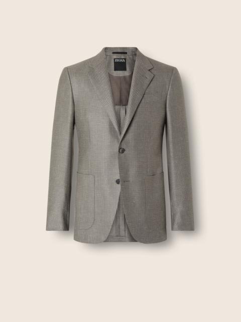 ZEGNA GREY AND WHITE LINEN CASHMERE AND SILK JACKET