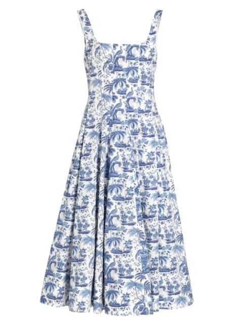STAUD Women's Wells A-Line Dress - China Blue Toile