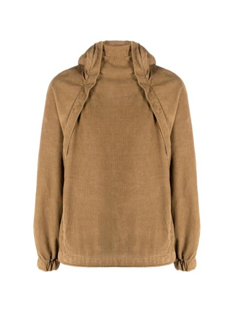 side-zip corduroy hoodie