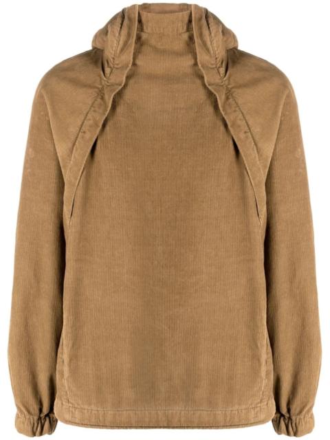 side-zip corduroy hoodie