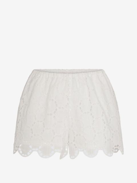 SIMONMILLER Isa eyelet mini shorts