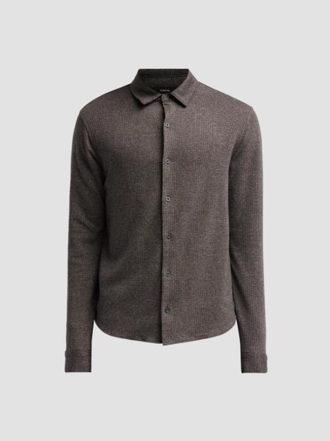 Vince Men's Glend Plaid Cotton-Blend Shirt - Oatmeal Black