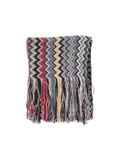 Missoni zigzag-knit fringed scarf