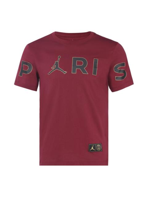 Jordan Air Jordan Wordmark Paris Saint-Germain Sports Round Neck Alphabet Short Sleeve Red CK9786-610