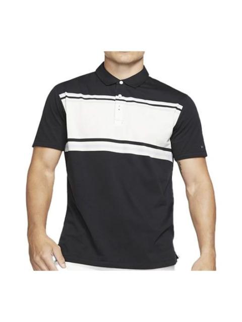 Nike NikeDRI-FIT PLAYER Stripe Golf lapel Short Sleeve Polo Shirt Black BV0471-010