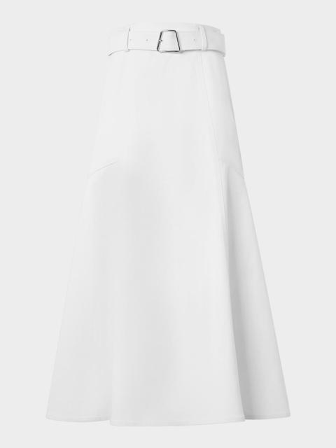 AKRIS Cotton Twill Belted Midi Skirt