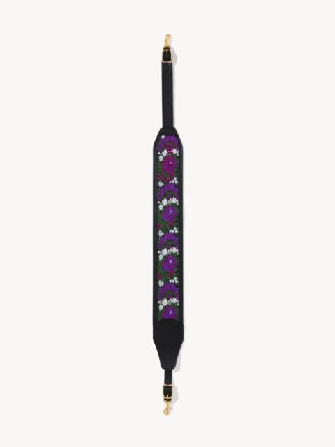 Chloé GRAINED LEATHER STRAP WITH ROSES EMBROIDERY