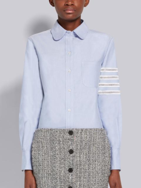 Thom Browne Light Blue Oxford Mesh 4-Bar Classic Round Collar Shirt