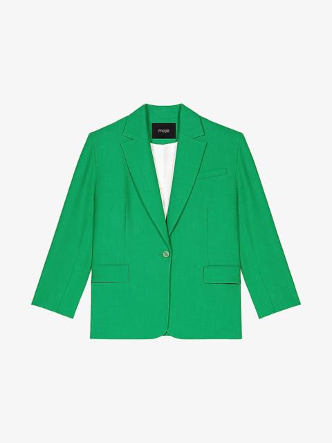 maje Single-Breasted Notch-Lapel Stretch-Woven Blazer