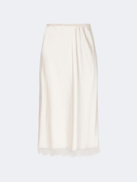 Vince Lace-trimmed satin midi skirt