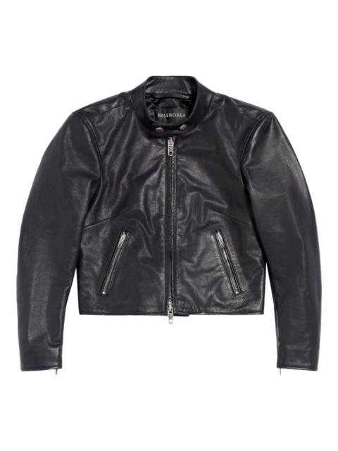 BALENCIAGA cropped leather biker jacket