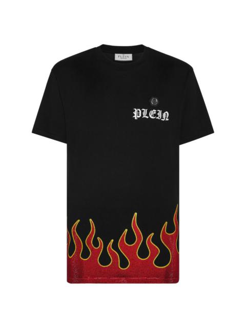 Flame-print cotton T-shirt