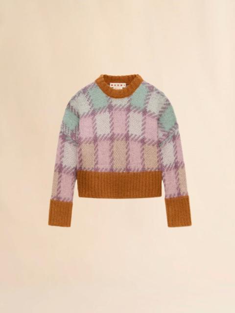 Marni PURPLE MOHAIR CHECKED SWEATER
