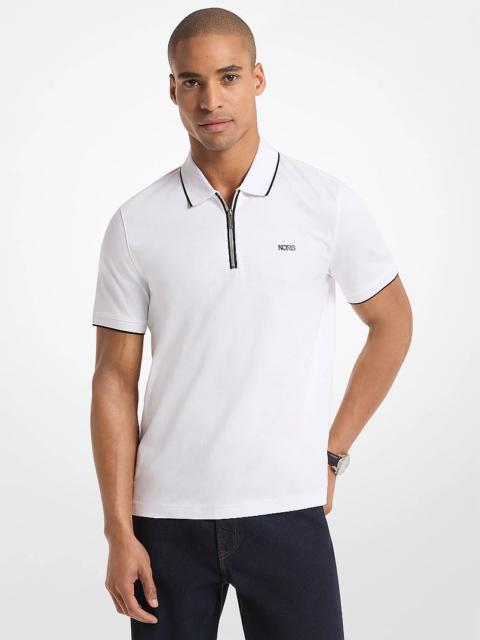 MICHAEL KORS Cotton Jersey Zip-Up Polo Shirt