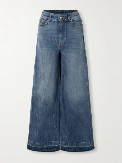 Stella McCartney + NET SUSTAIN frayed high-rise wide-leg organic jeans