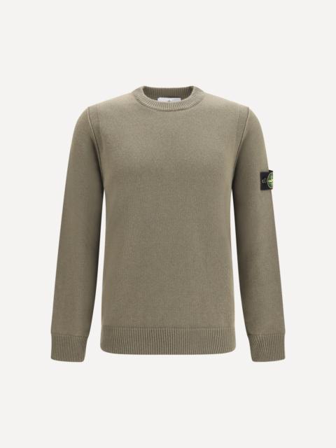 Stone Island Sweater crewneck with logo patch on the sleeve