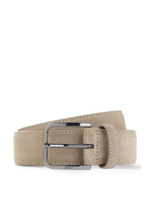 BOSS LEATHER BUSINESS BELT WITH POLISHED GUNMETAL BUCKLE