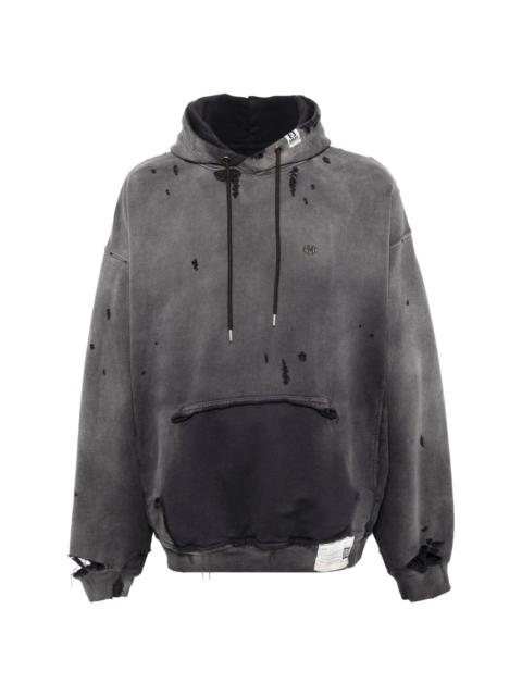 distressed-effect hoodie