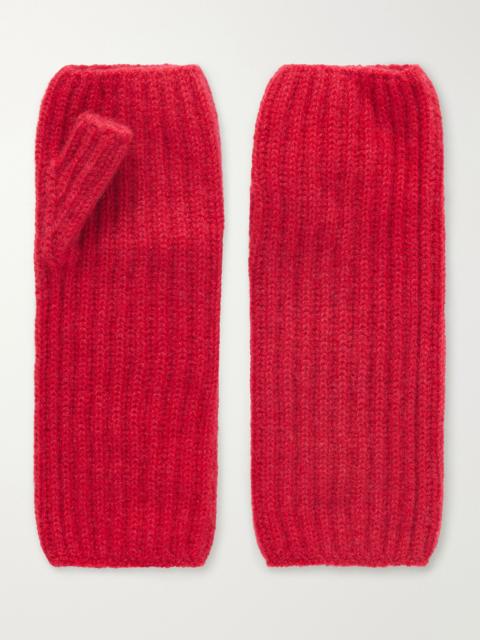 Johnstons of Elgin Della ribbed-knit cashmere gloves Claret