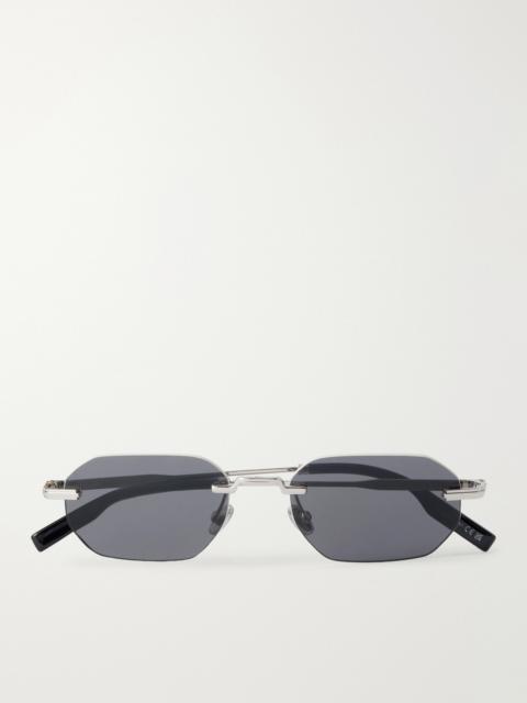 Dior DiorBlackSuit S19U Square-Frame Silver-Tone Sunglasses